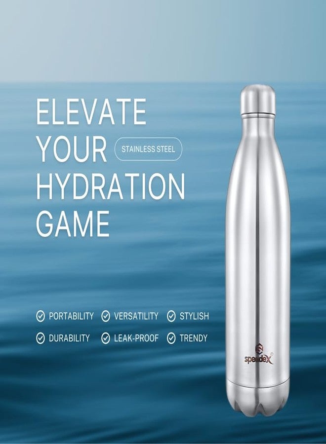 سبيديكس ترمس سبيدكس - 1000 مل، معزول بتفريغ الهواء، مصنوع من الفولاذ المقاوم للصدأ، مناسب للأطفال والرجال والنساء - ترمس مثالي للمدرسة والمكتب والسفر، لحفظ المشروبات الساخنة والباردة - لون فضي - Image 4